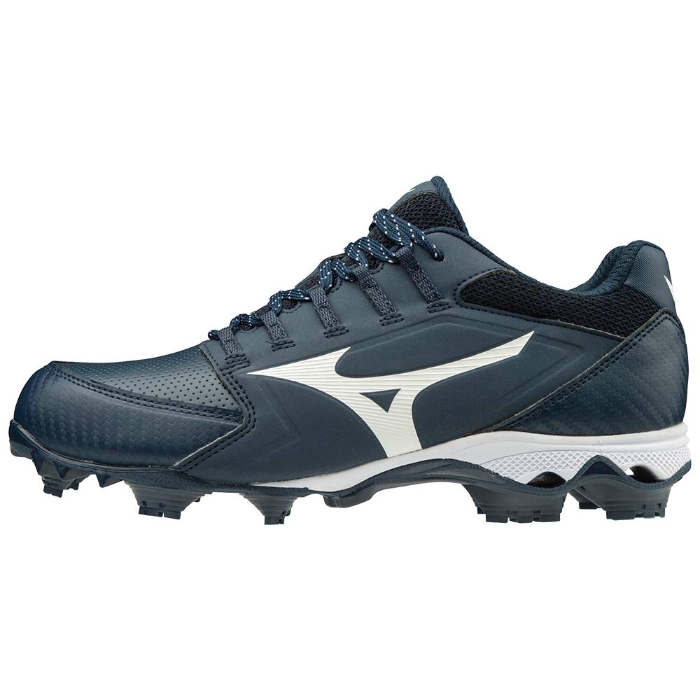 Scarpe Softball Mizuno 9-Spike Advanced Finch Elite 4 TPU Molded Donna - Blu Marino/Bianche - 80573-